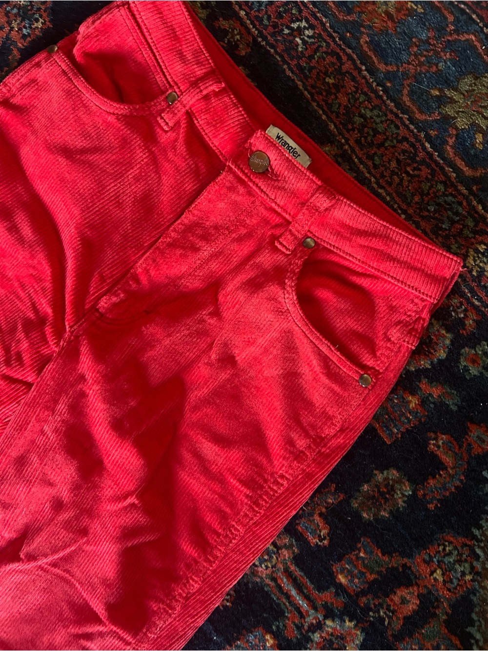 Women’s wrangler High-Rise Wanderer Red Wide-Leg Jeans - Picture 3 of 6